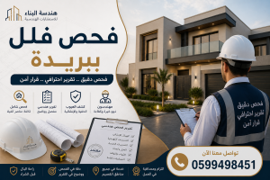 فحص فلل ببريدة كشف عيوب الفلل بالقصيم بواسطة مكتب هندسي متخصص مع تقرير فحص شامل قبل الشراء